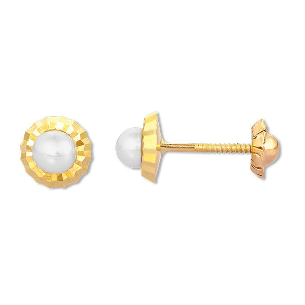 14K Gold Cultured Pearl Screwback Stud Earring for Children - 6mm (Whole Piece)