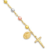 Tri-Color Gold Rosary Bracelet