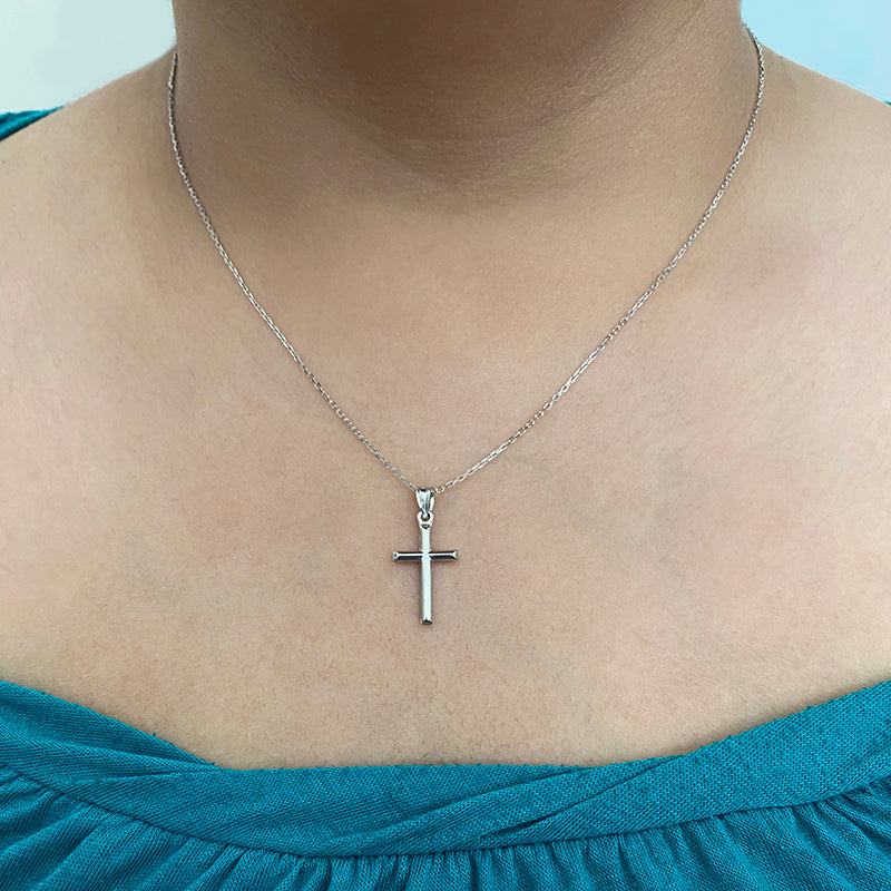 Plain White Gold Cross - Small