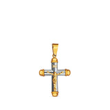 TWO TONE ROUNDED TIP JESUS CROSS PENDANT