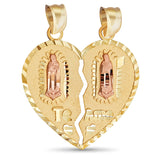 DOUBLE HEART & GUADALUPE PENDANT - LARGE