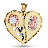 HEART WITH FLOWER GUADALUPE PENDANT