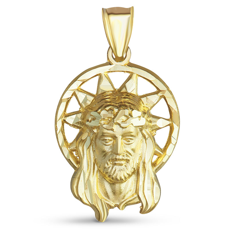 Jesus face pendant with halo - large
