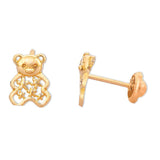 14K Yellow Gold Teddy Filigree Stud Screwback Earring