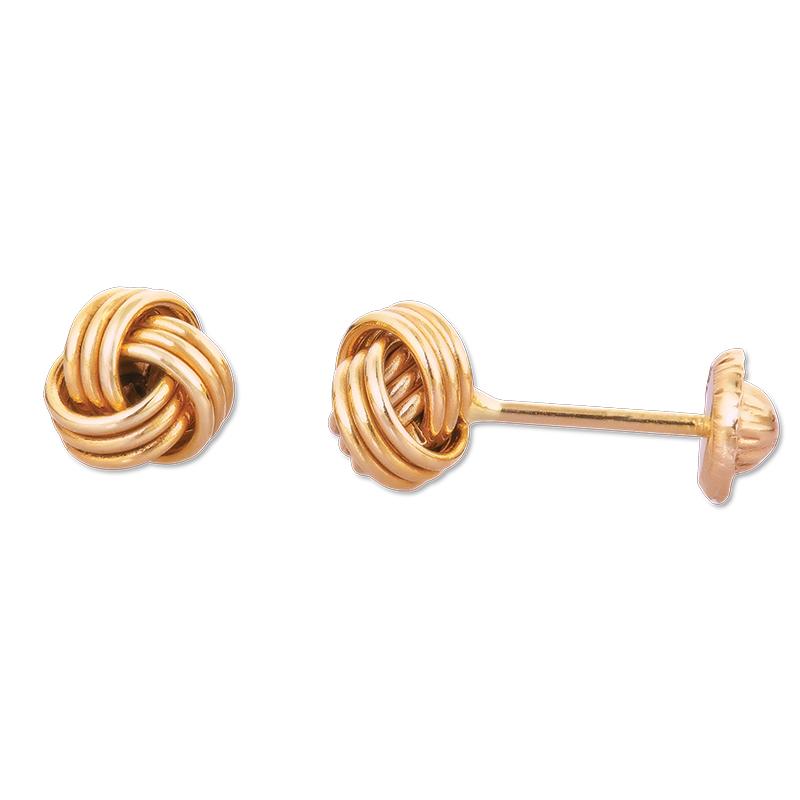 14K Yellow Gold Love Knot Screwback Earring